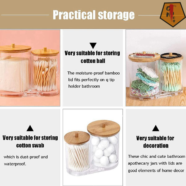 Rebrilliant Latron Acrylic 2 Piece Bathroom Storage Jar Set Wayfair